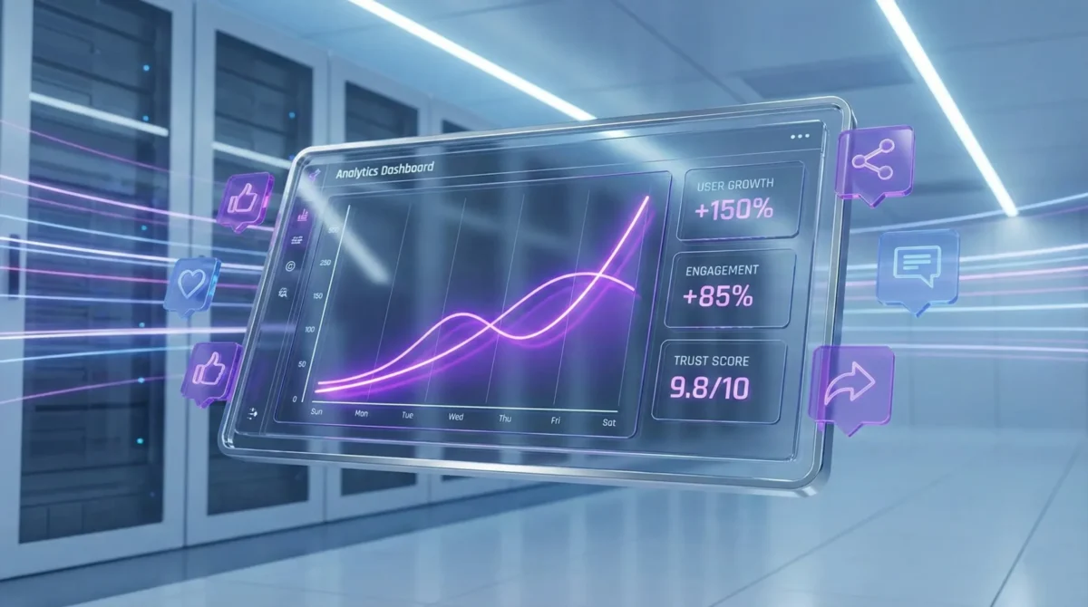 Yükselen büyüme grafikleri ve veri analizi paneli