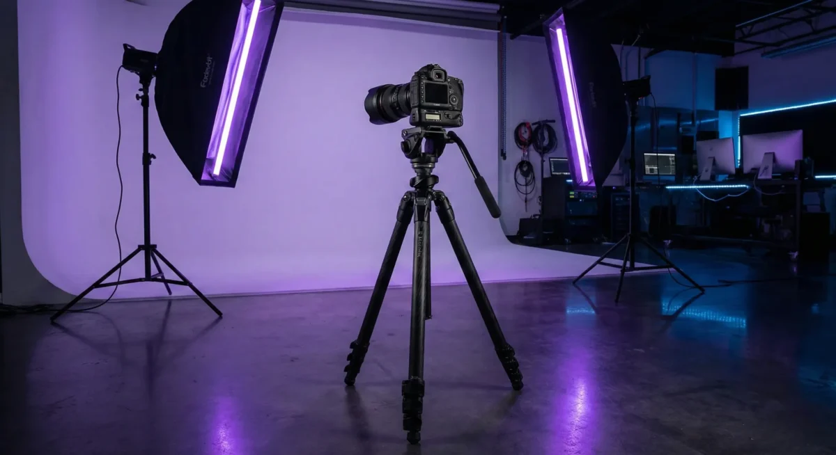 Minimalist ve teknolojik fotoğraf stüdyosu kurulumu